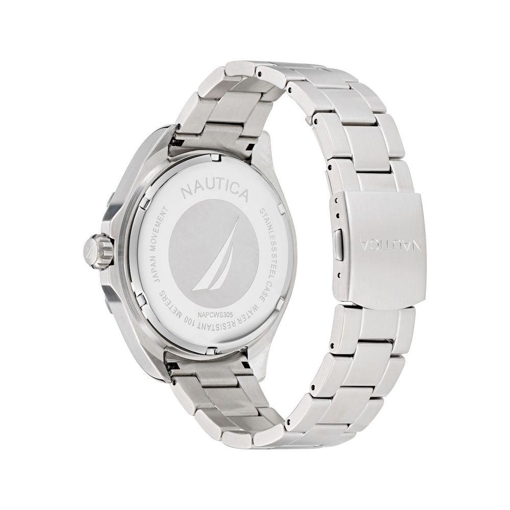 Orologio Nautica Clearwater Beach Uomo | 48 Mm Acciaio Riciclato, Quadrante Nero, Bracciale In Acciaio | Sportivo E Resistente 100m
